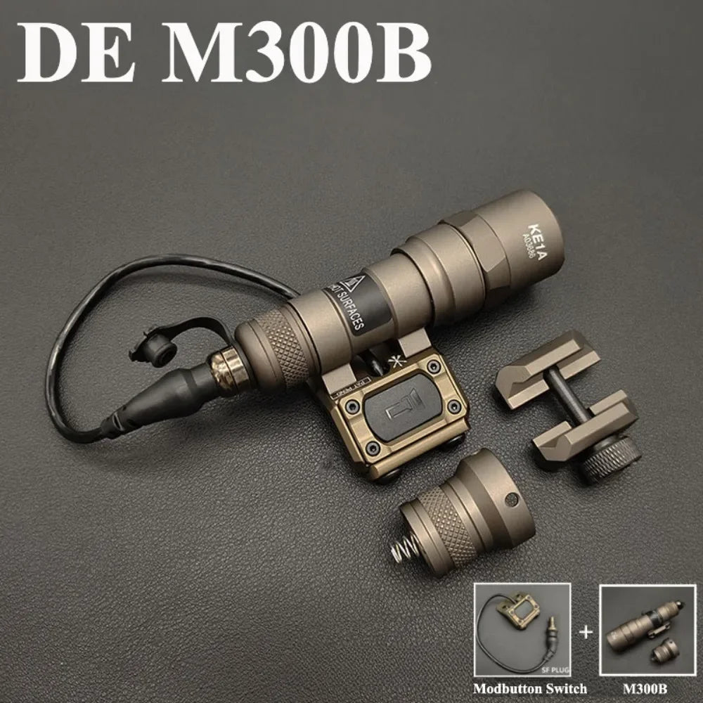 Tactical SF M300B/M600B Airsoft LED Flashlight Mount Base Weapon Rifle Light with ModButton Switch Scout Torch Outdoor Hunting