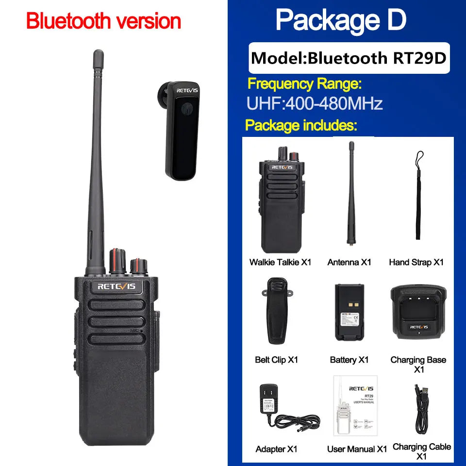 Retevis RT29D 10W DMR Walkie Talkie Bluetooth Long Range Powerful Walkie-talkie Waterproof  UHF Two Way Radio for Resort Club