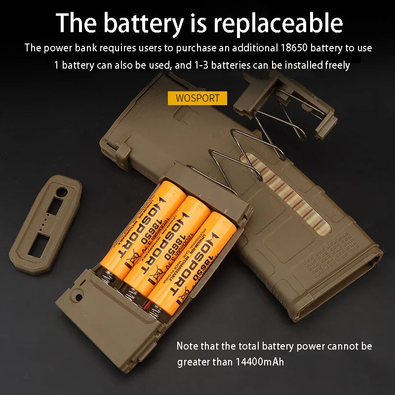 Tactical PMAC magazine model, outdoor equipment can replace the battery shell power display, Type-C interface decoration props